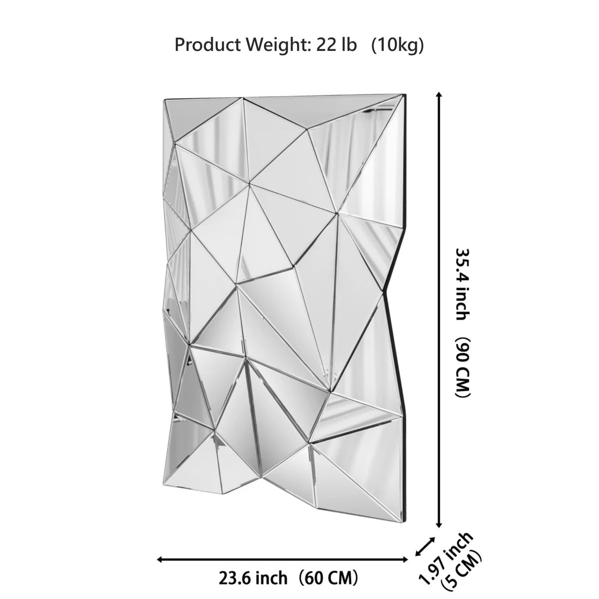Faustine Modern 3D Wall Mirror Irregular Triangle Accent Mirror