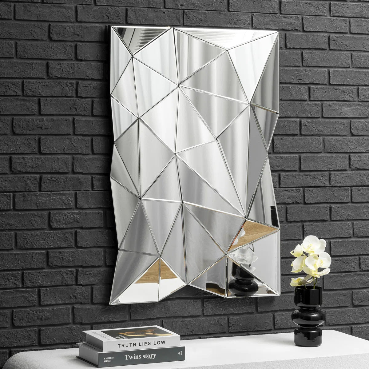 Faustine Modern 3D Wall Mirror Irregular Triangle Accent Mirror