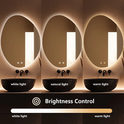 Ferguson Asymmetrical Bathroom Mirror Anti-Fog LED Wall Mirror (3 Led Lights Integrated)