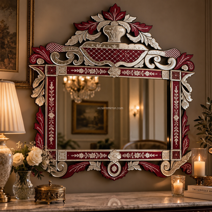 Flexiora Red & Silver Venetian Mirror