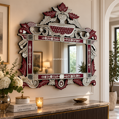 Flexiora Red & Silver Venetian Mirror