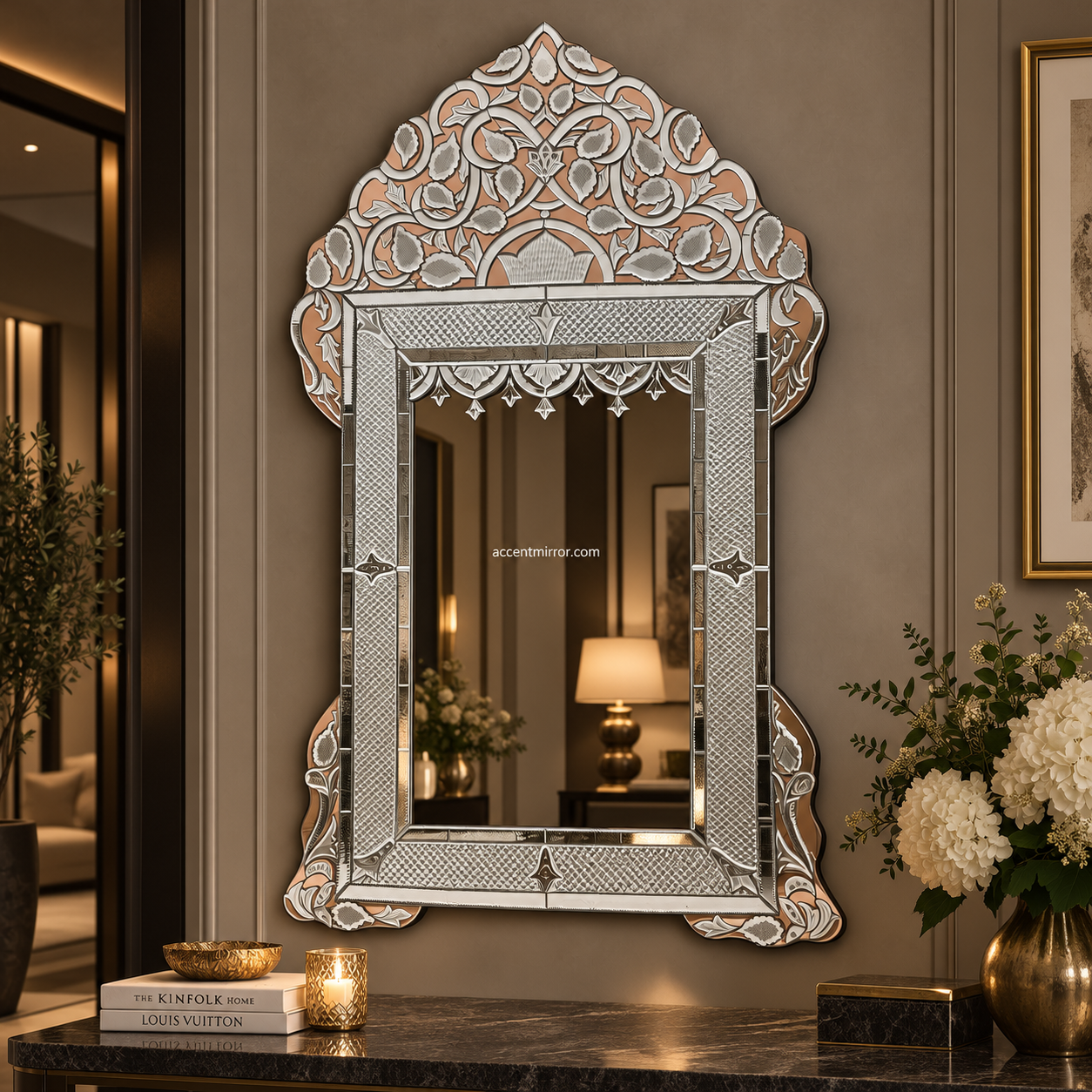 Florence Rose Gold Art Luxury Venetian Mirror