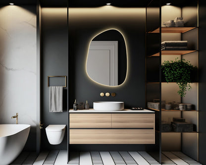 GlowCurve Asymmetrical Led Mirror With Touch Sensor (3 Lights Integrated)