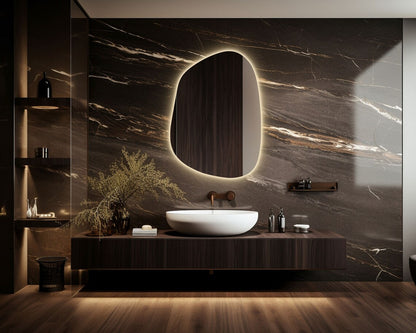 GlowCurve Asymmetrical Led Mirror With Touch Sensor (3 Lights Integrated)