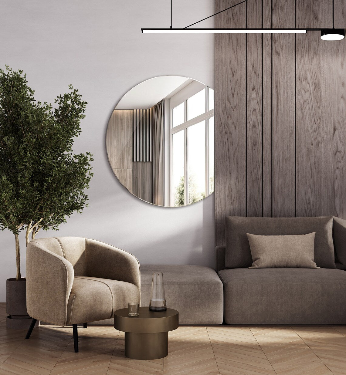 Half Rounded Frameless Wall Mirror