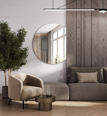 Half Rounded Frameless Wall Mirror