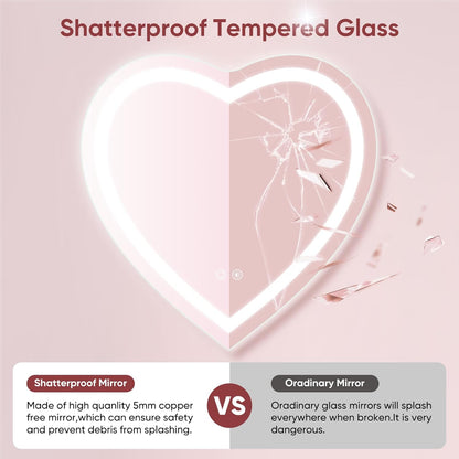 Heart Shape Led Wall Mirror (3 Lights Integrated)