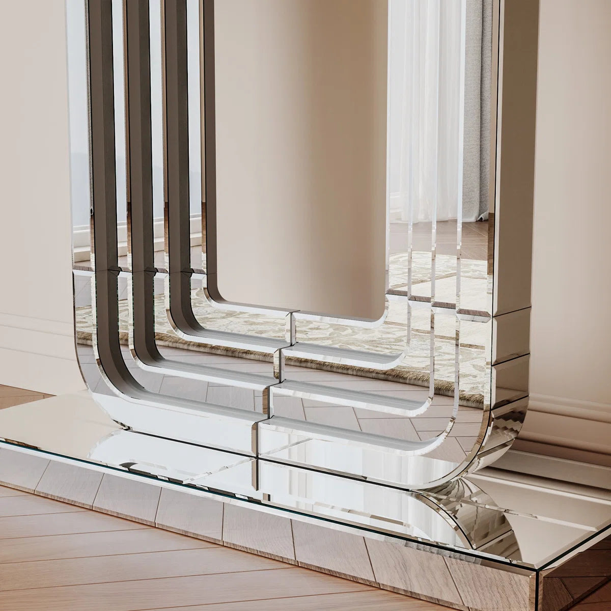 Henry Mirrored Console Table And Wall Mirror Set (Exclusive on Accent Mirror)