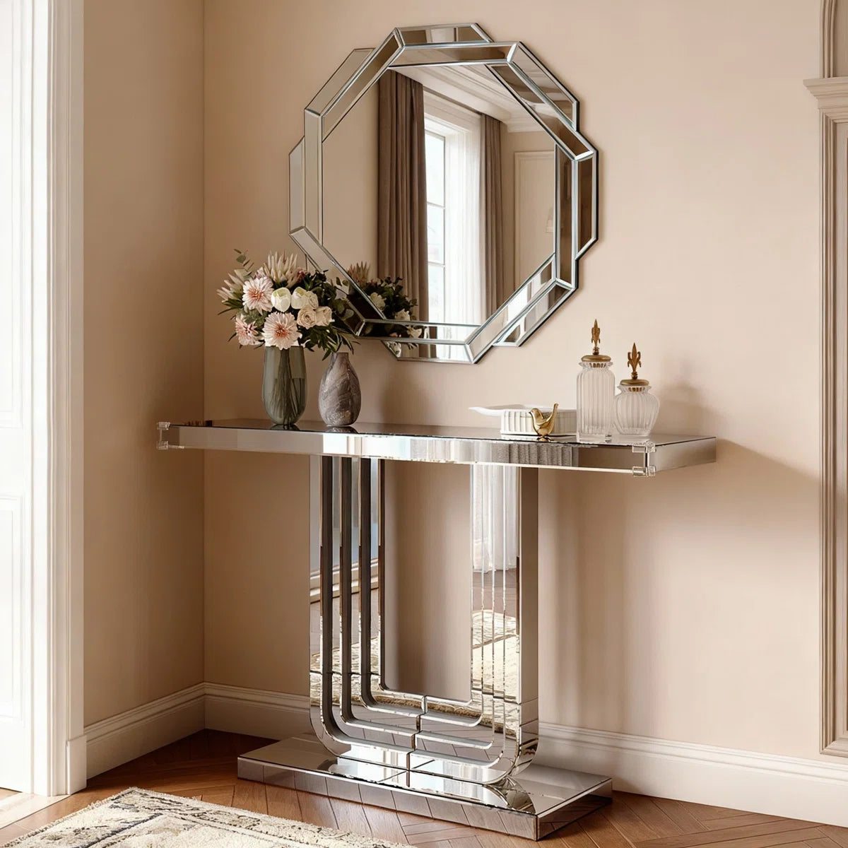 Henry Mirrored Console Table And Wall Mirror Set (Exclusive on Accent Mirror)