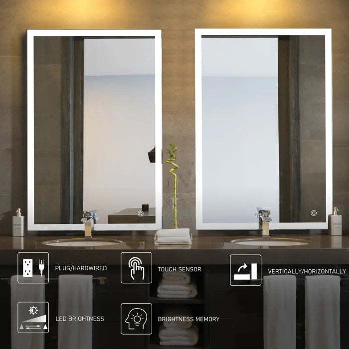 Inspire Rectangle Led Bathroom Mirror With Touch Sensor & Dimmable (3 Lights Integrated)