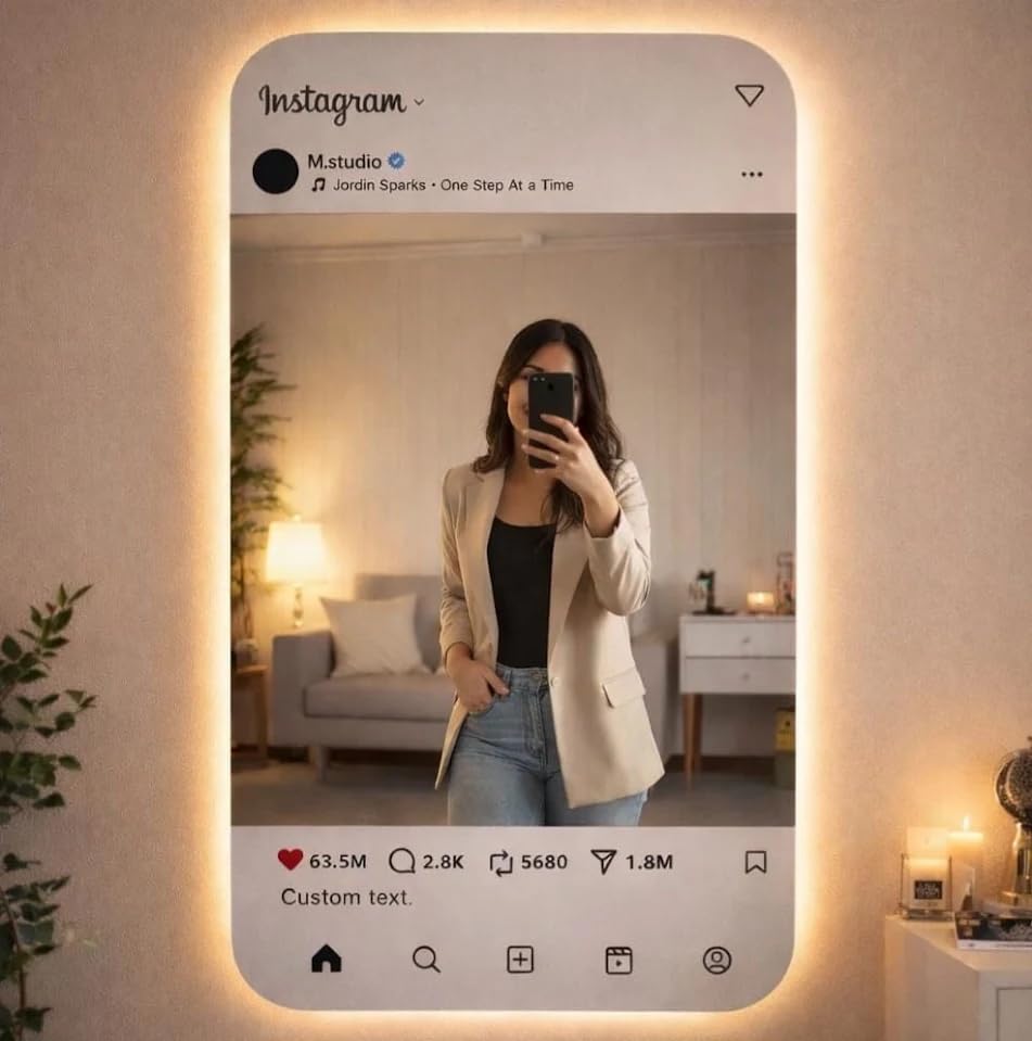 Instagram Led Mirror With Touch Sensor (3 Lights Integrated)