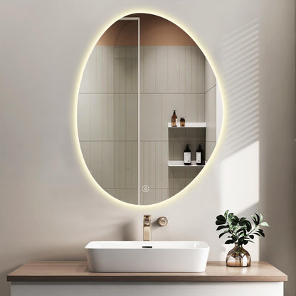 Irregular Backlit Oval Led Mirror With Touch Sensor & Dimmable (3 Lights Integrated)