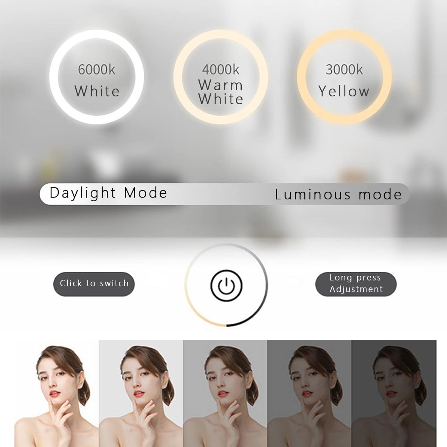 Irregular Backlit Oval Led Mirror With Touch Sensor & Dimmable (3 Lights Integrated)