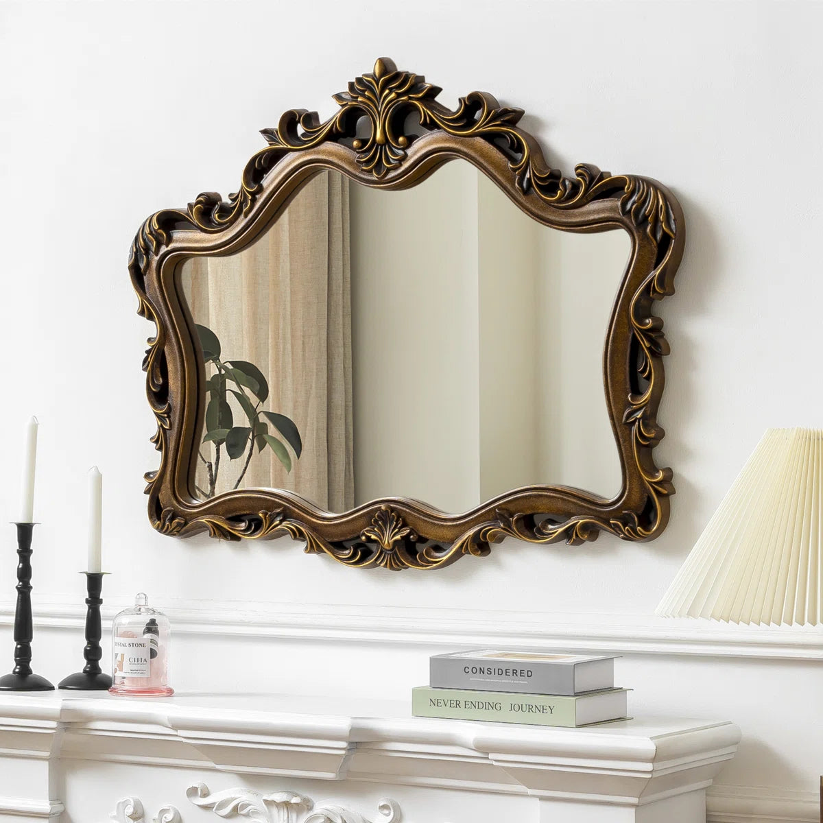 Irregular Decorative Vintage Gold Arched Wall Mirror