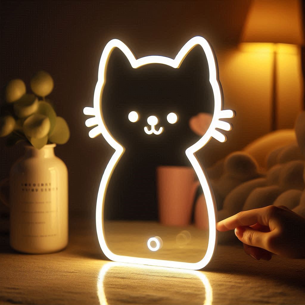 Kitty Led Mirror For Kids (3 Lights Integrated)