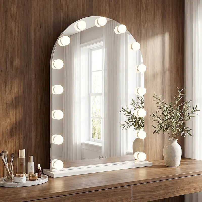 LED Arched Vanity Hollywood Mirror (3 Lights Integrated)