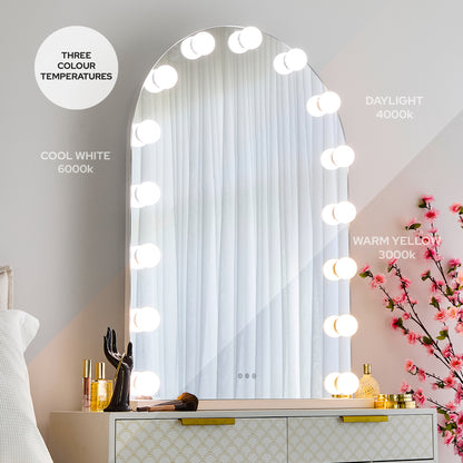 LED Arched Vanity Hollywood Mirror (3 Lights Integrated)