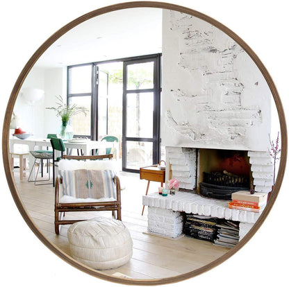 Wood Round Wall Mirror