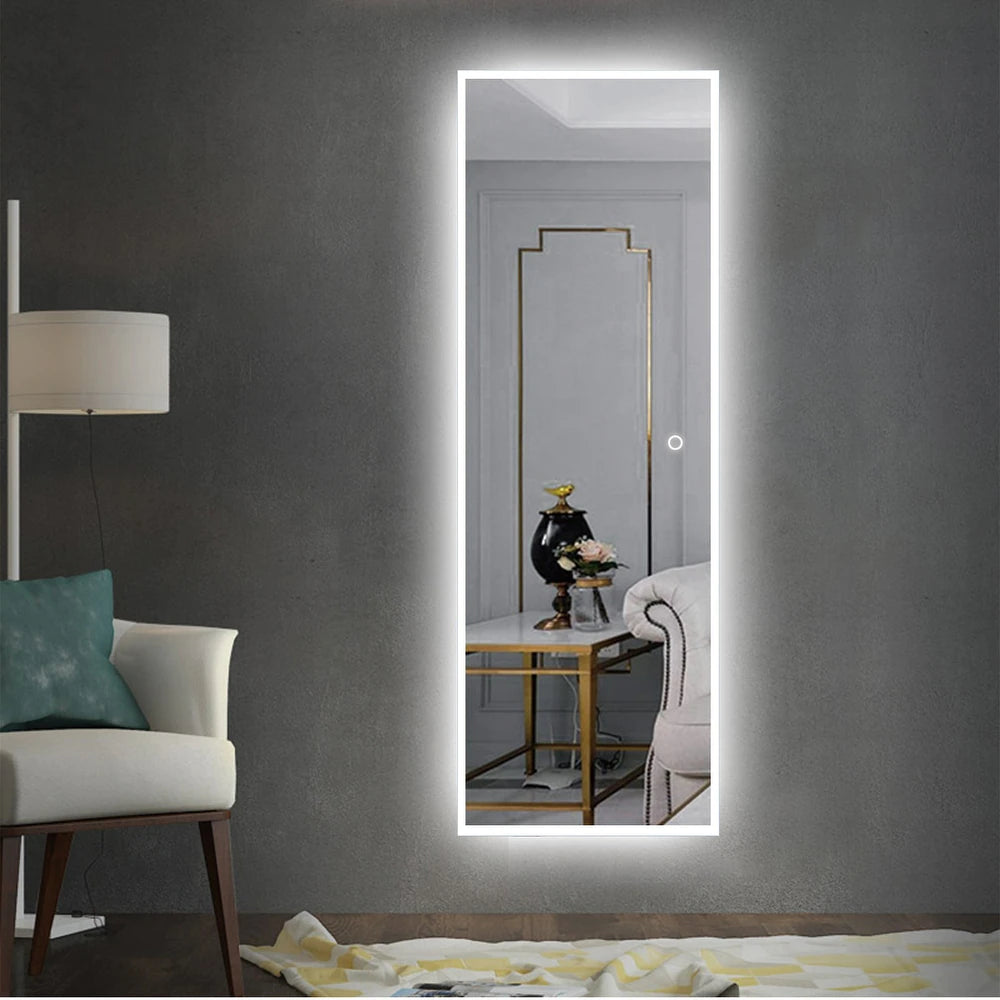 Lighted Dressing Mirror Large Rectangle Bathroom Mirrors Dimmable LED Vanity Mirror with Touch Button