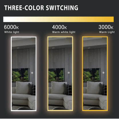 Lighted Dressing Mirror Large Rectangle Bathroom Mirrors Dimmable LED Vanity Mirror with Touch Button