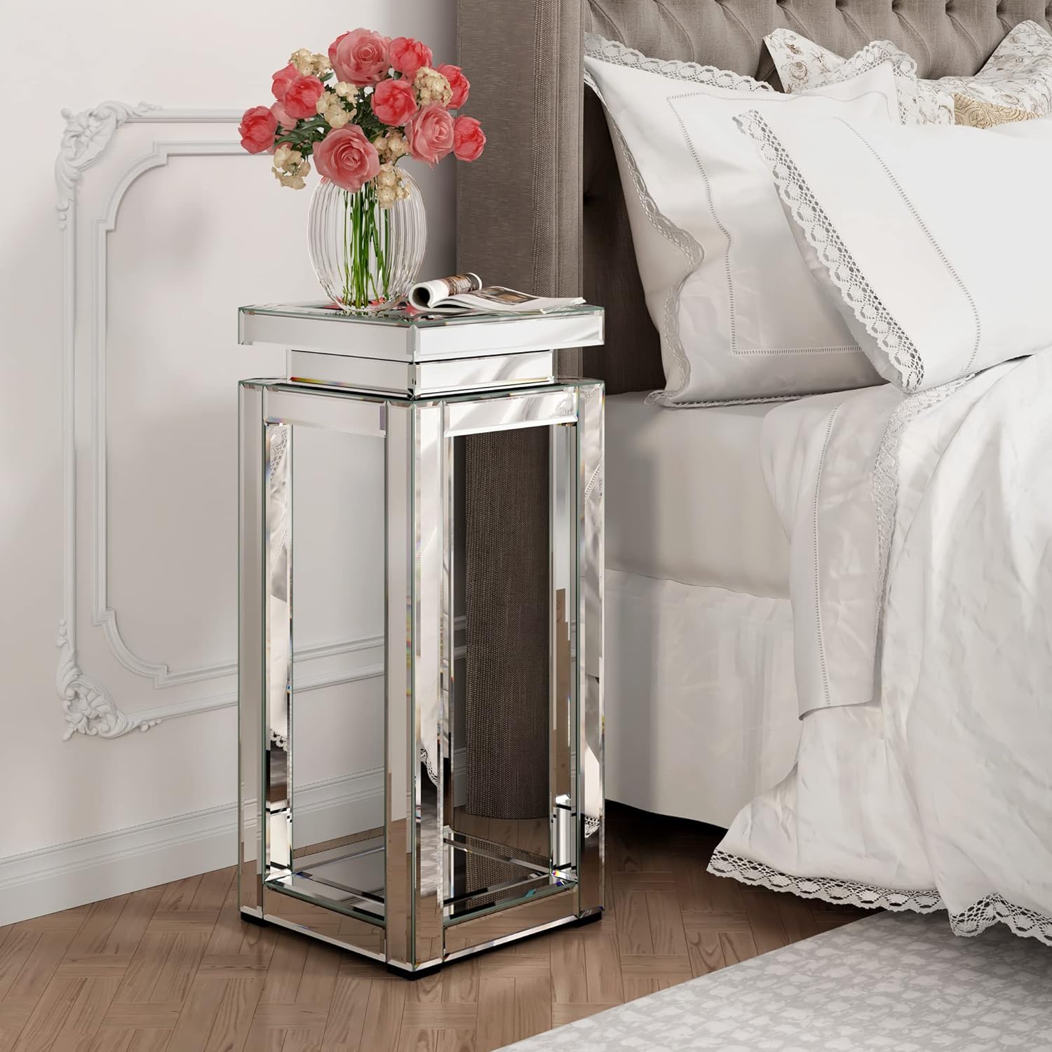 Mirrored Accent Table for Bedroom Office Hallway Entryway