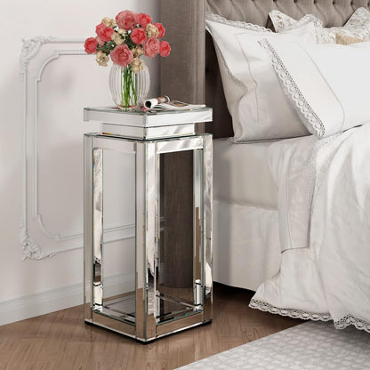 Mirrored Accent Table for Bedroom Office Hallway Entryway