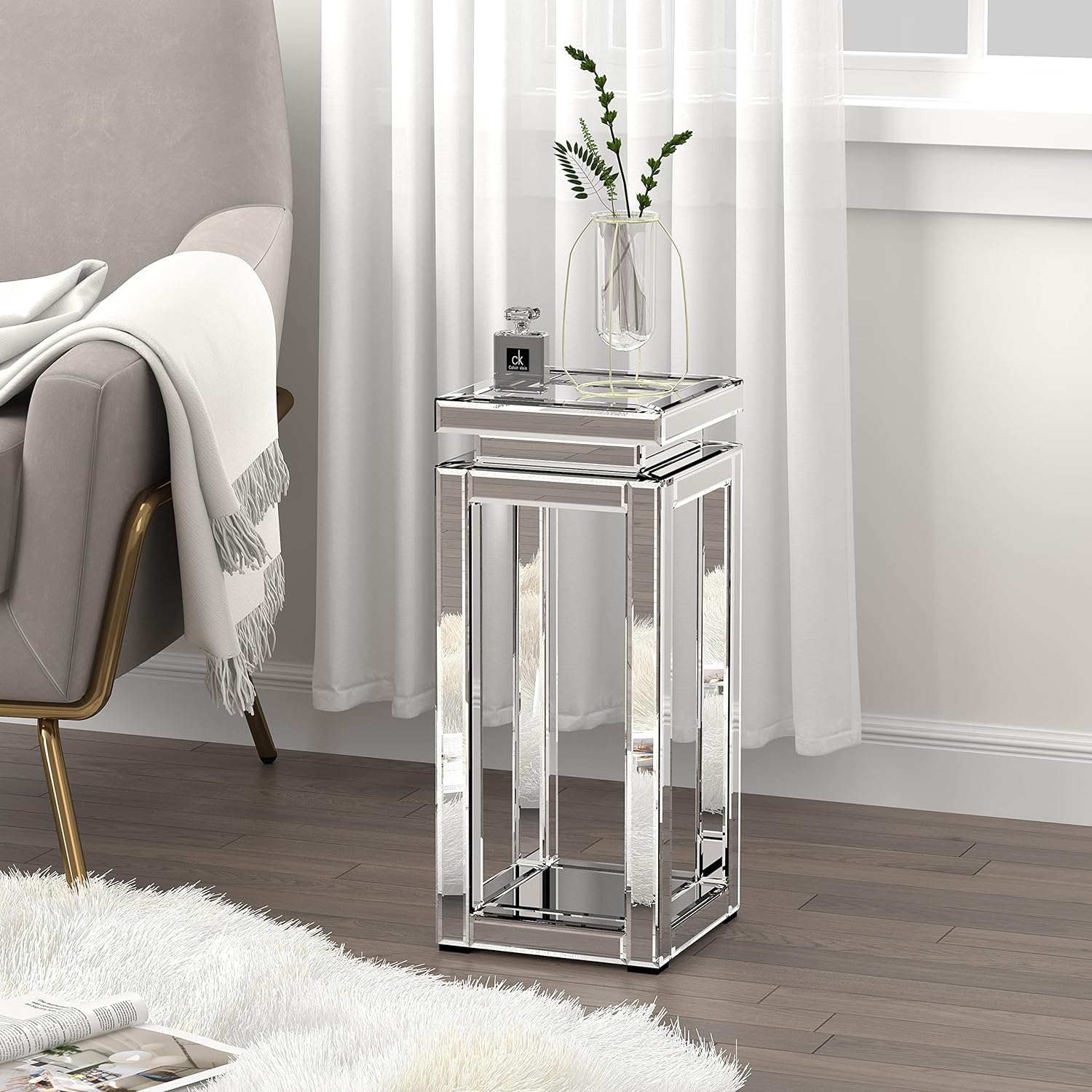 Mirrored Accent Table for Bedroom Office Hallway Entryway