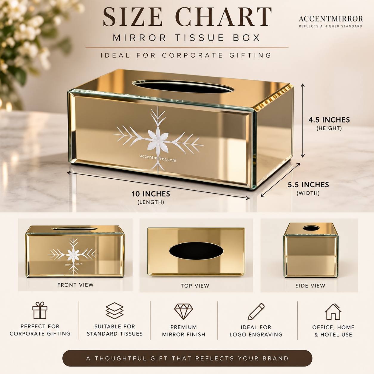 Mirrored Premium Tissue Box