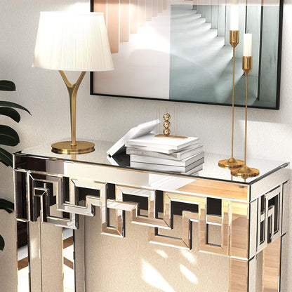 Modern Glass Entryway Table Geometric Design
