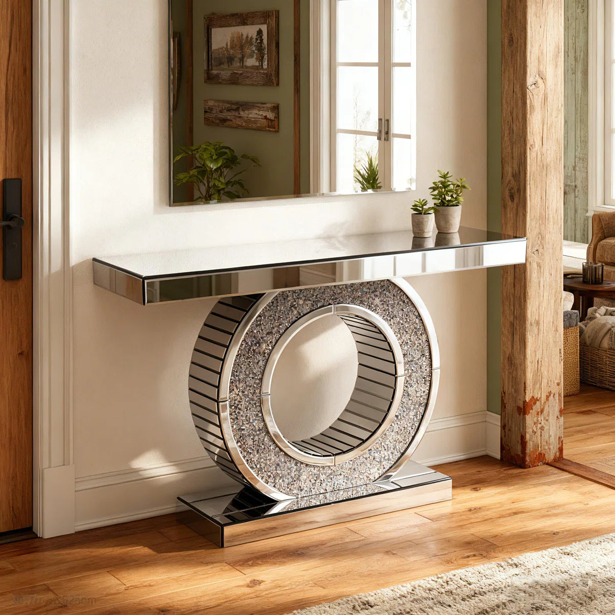 Modern Glam Mirrored Console Table For Living Room/foyer (Exclusive on Accent Mirror)