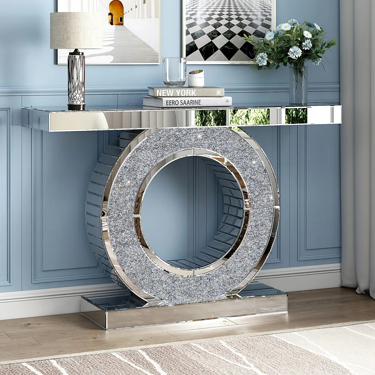 Modern Glam Mirrored Console Table For Living Room/foyer (Exclusive on Accent Mirror)