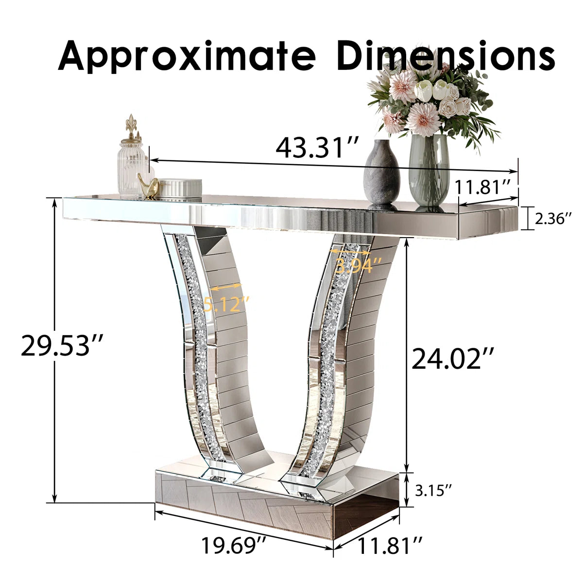 Monte Carlo Mirrored Console Table And Wall Mirror Set