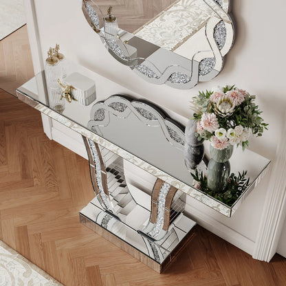 Monte Carlo Mirrored Console Table And Wall Mirror Set