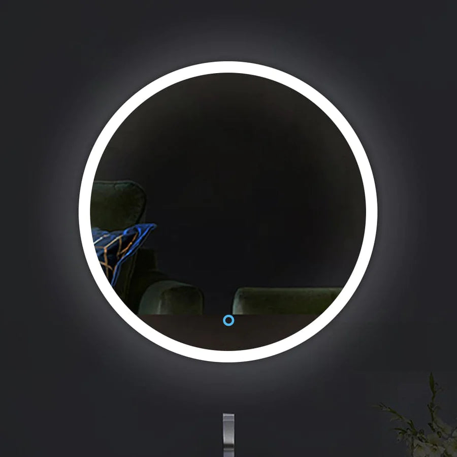 Outer Lighted Round Bathroom Mirror (3 Lights Integrated)