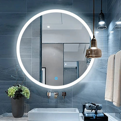Outer Lighted Round Bathroom Mirror (3 Lights Integrated)