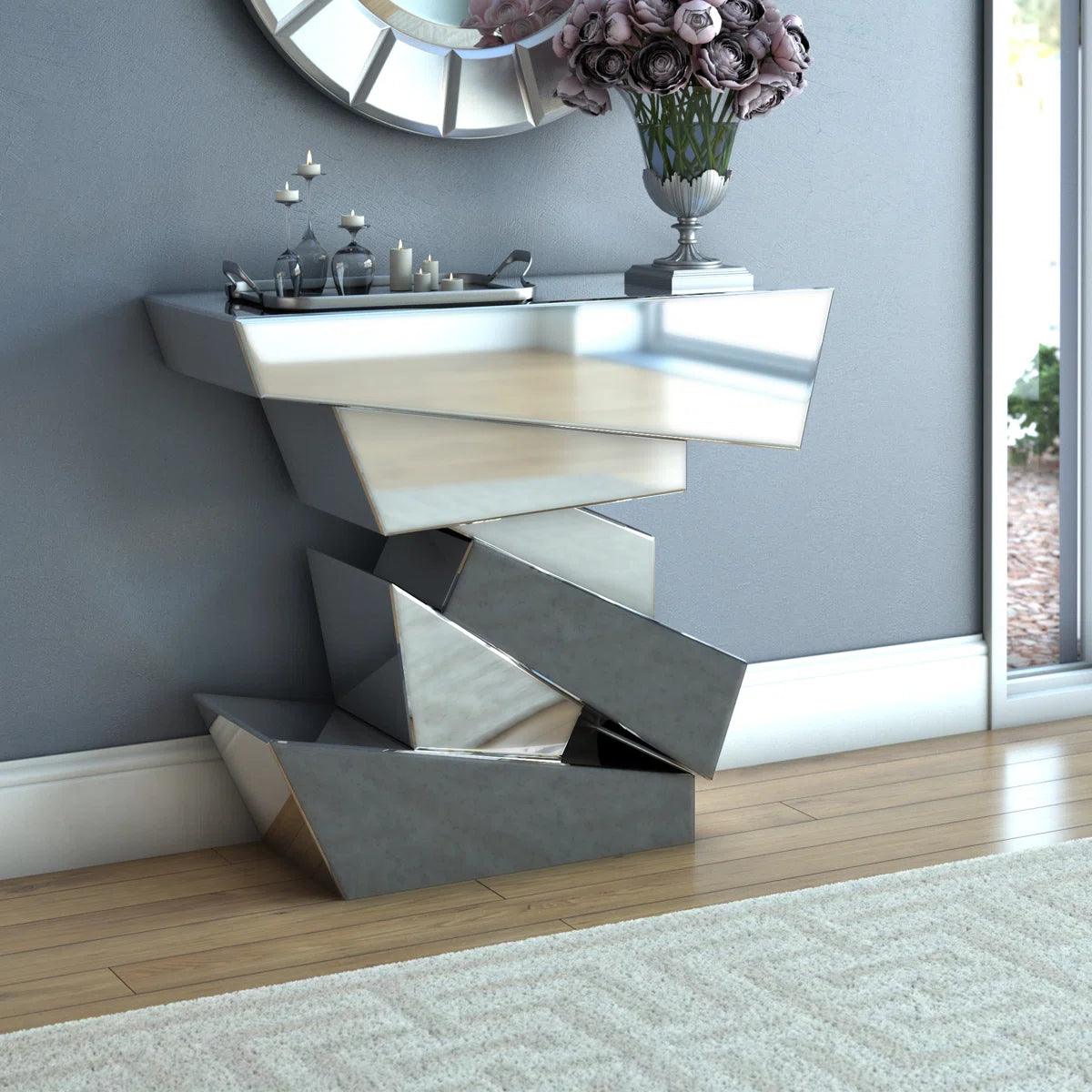 Shawm Mendes Mirrored Console Table (Exclusive on Accent Mirror)