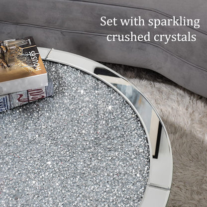 Round Mirrored Coffee Table with Crystal Crush (Exclusive on Accent Mirror)
