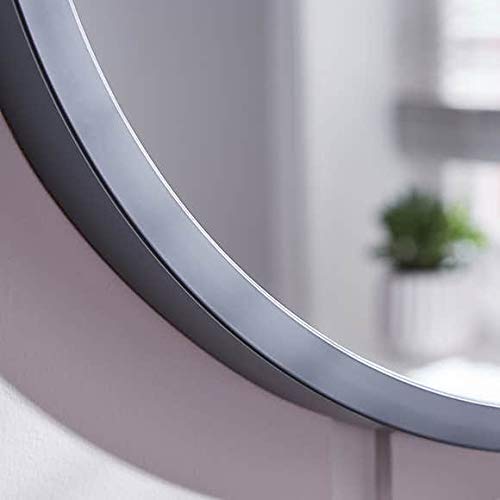 Silver Wood Frame Round Wall Mirror