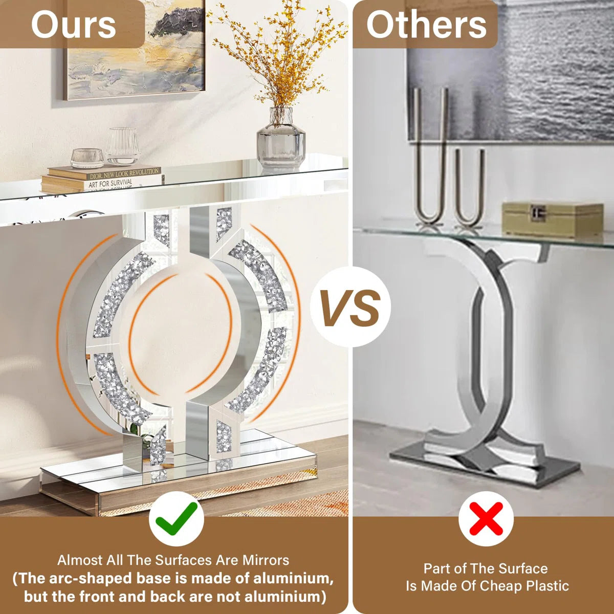 Astra Diamond Crush Console Table (Exclusive on Accent Mirror)