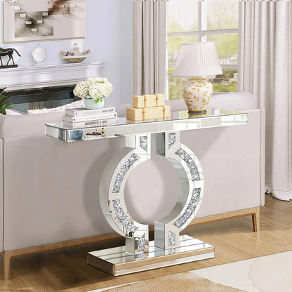 Elara Diamond Crush Console Table (Exclusive on Accent Mirror)