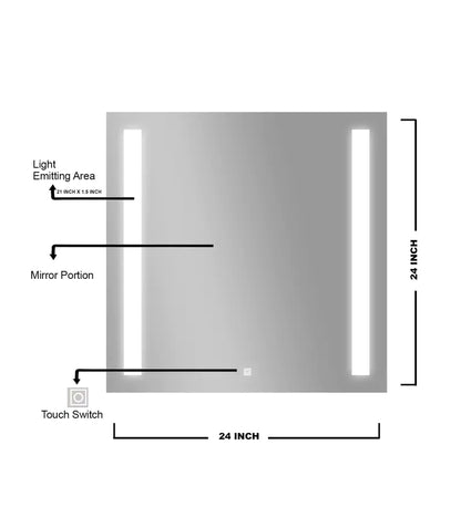 Square Designed Led Mirror (3 Lights Integrated)