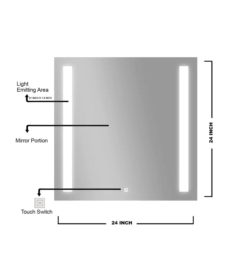 Square Designed Led Mirror (3 Lights Integrated)