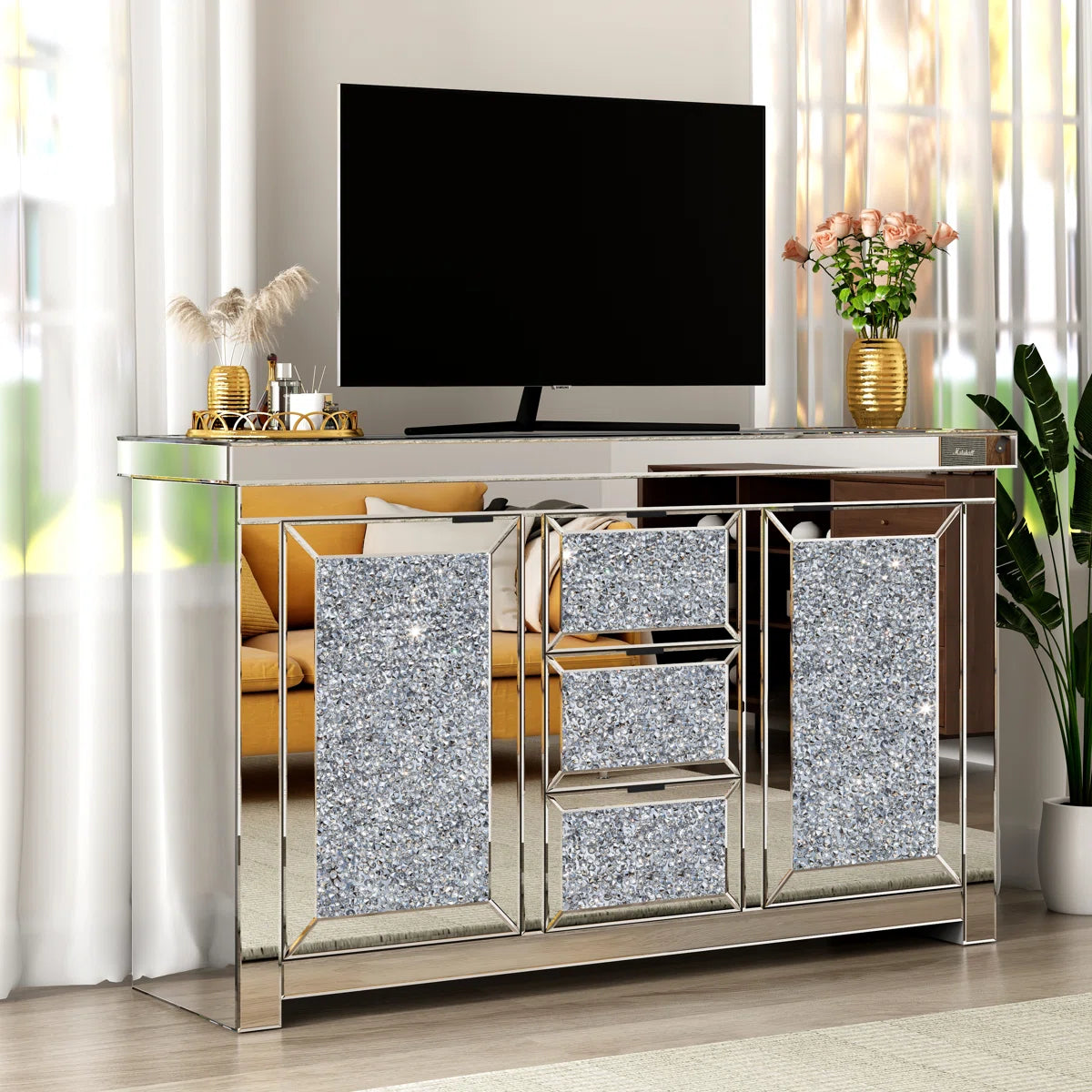 St DeCrass Diamond Crush Console Table (Exclusive on Accent Mirror)