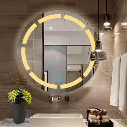 Strips Round Led Bathroom Mirror (3 Lights Integrated)