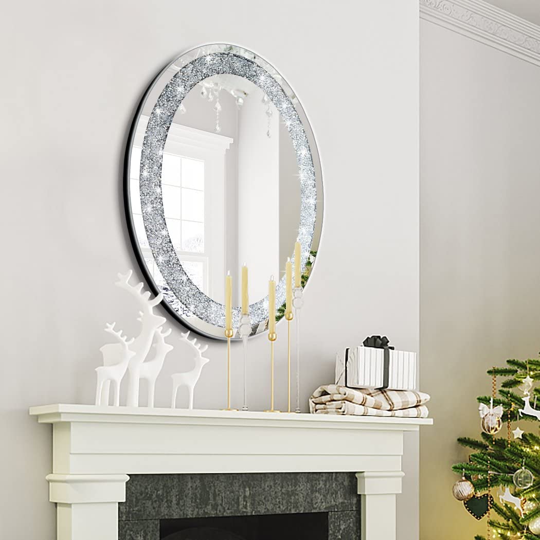 Villa Oval Crystal Crush Diamond Mirror