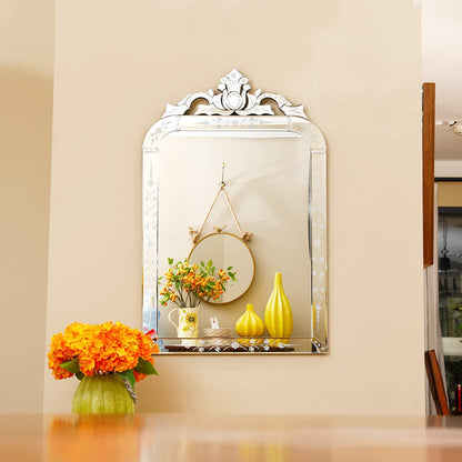 Wood Frame Wall Venetian Rectangular Mirror