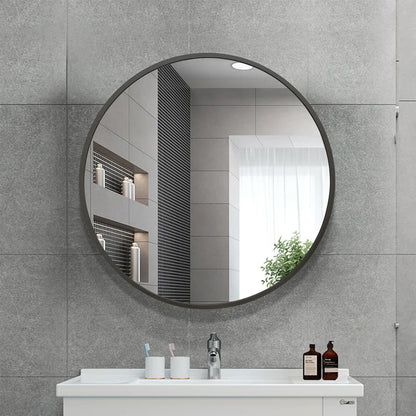 Wood Round Wall Mirror