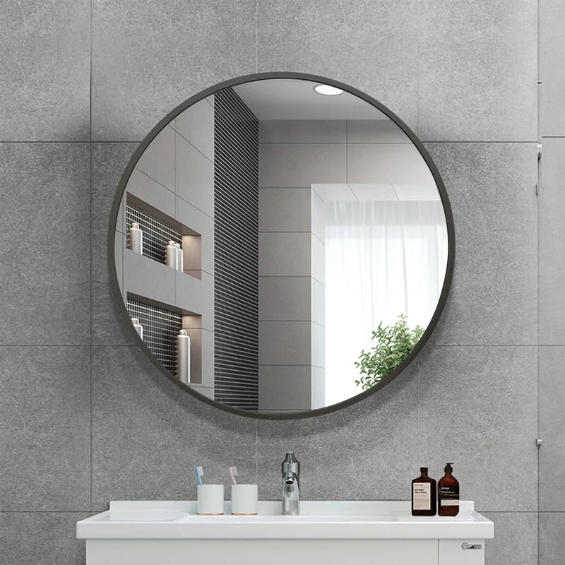 Wood Round Wall Mirror