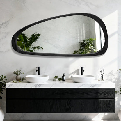 Asymmetrical Wood Framed Accent Wall Mirror