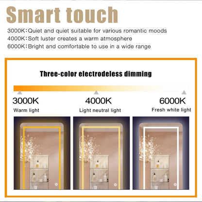 Wavy Lighted Backlit LED Mirror Anti Fog Wall Mirror With Touch Sensor (3 Lights Integrated)